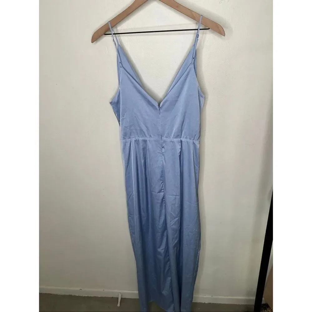 Abercrombie & Fitch Draped Fit Front Maxi Dress | Large in Blue